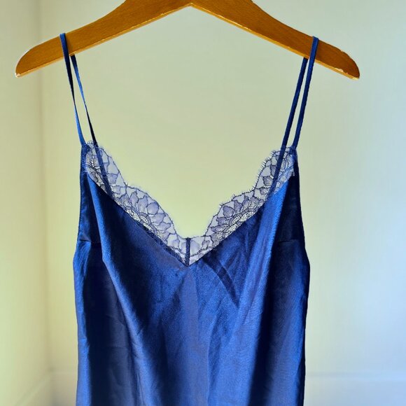 🔥Victoria’s Secret Silk Slip Dress Navy Blue S Adjustable High-Low Hem - Trendy - Picture 3 of 8